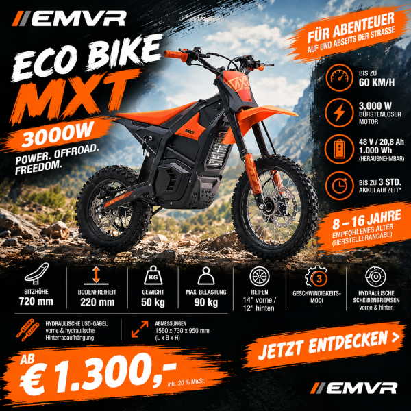 E-Cross Bike MXT 3000W 48V 20,8Ah 14/12"